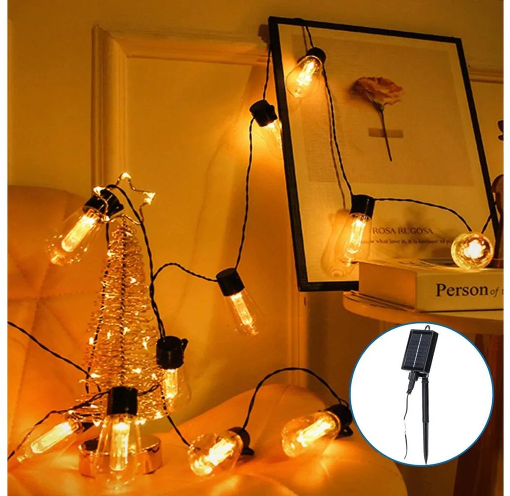 Aigostar - LED solarny łańcuch świąteczny 20xLED/11,5m IP65 ciepła biel