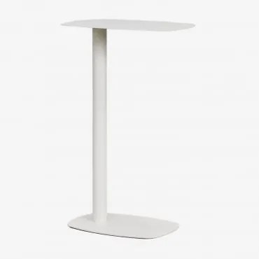 Stolik Pomocniczy Do Ogrodu Prostokątny 40x25 Cm Ze Stali Odelia ↑65 Cm & Gardenia Biel - Sklum