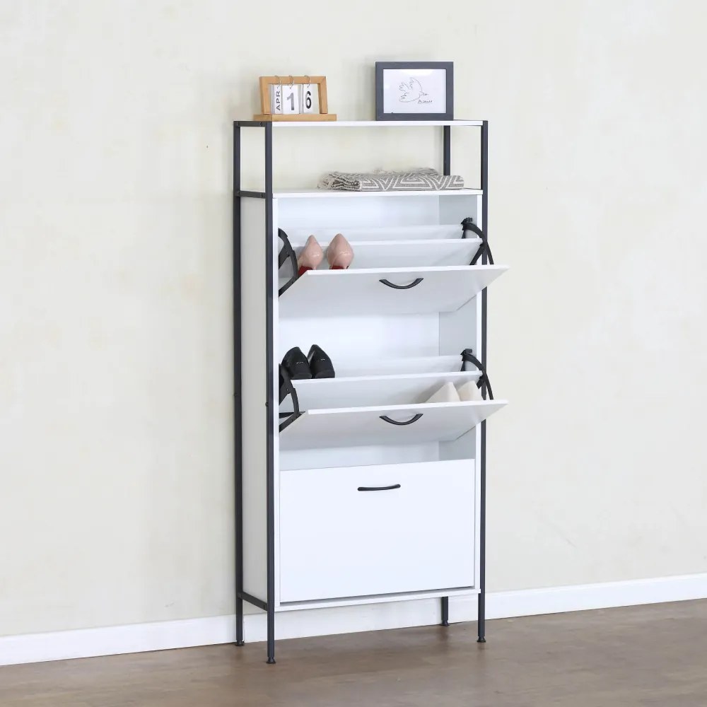 Szafka na buty TREDIS, 3 półki, biały