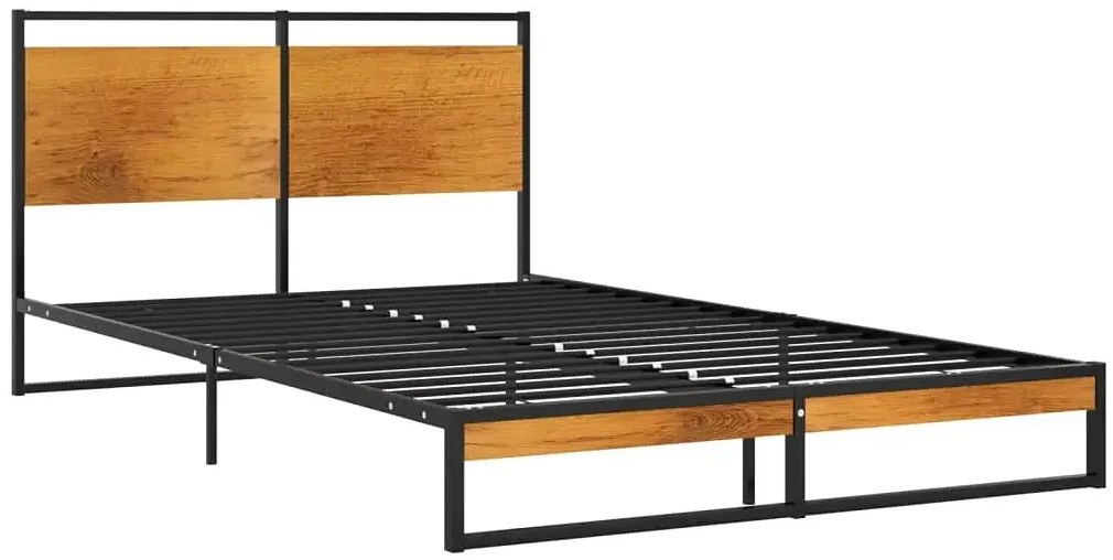 Czarne metalowe łóżko małżeńskie w stylu loft 140x200 cm - Zana