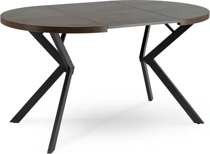 Stół Okrągły Rozkładany LUGO 90-190 cm Orzech/Czarny Loft
