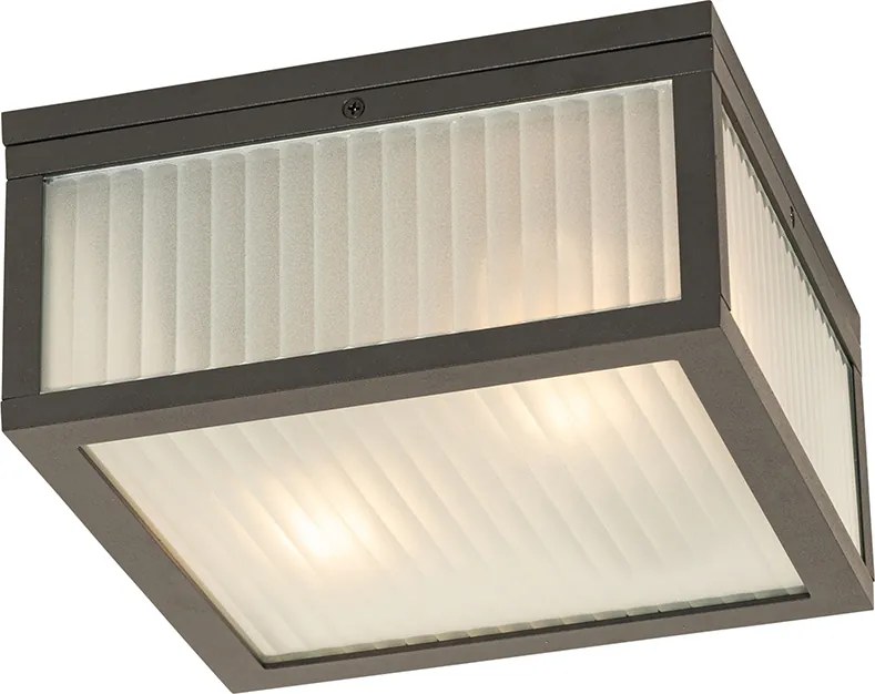 Inteligentna lampa sufitowa zewnętrzna czarna z żebrowanym szkłem z WiFi A60 - Charlois