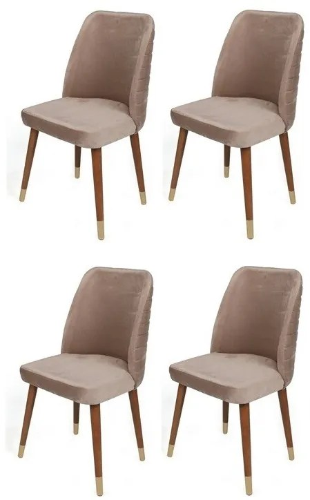 Zestaw krzeseł do jadalni Hugo Beige and Walnut, 4 szt.