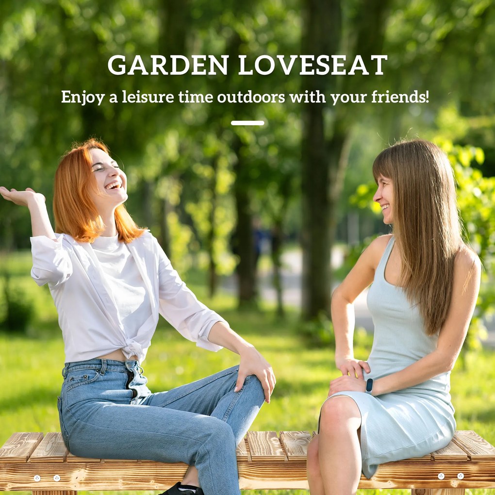 Outsunny Ławka Ogrodowa Rustykalna dla 2 Osób Lite Drewno Brązowa 110x38x35cm | Aosom PL