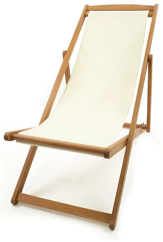 Beżowy składany leżak ogrodowy z drewna akacji Bonami Essentials Deck