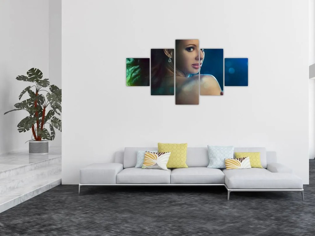Obraz - Spojrzenie młodej kobiety (125x70 cm)