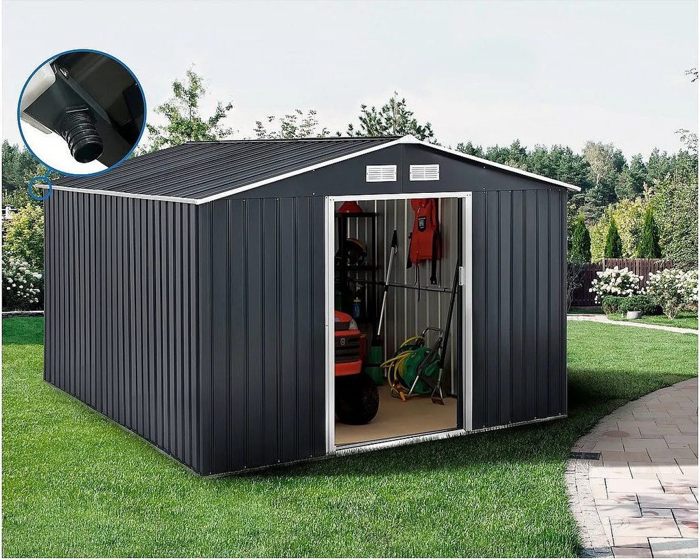 Szopa ogrodowa - "Vegas" 12,98 m² avec gouttière - Szary