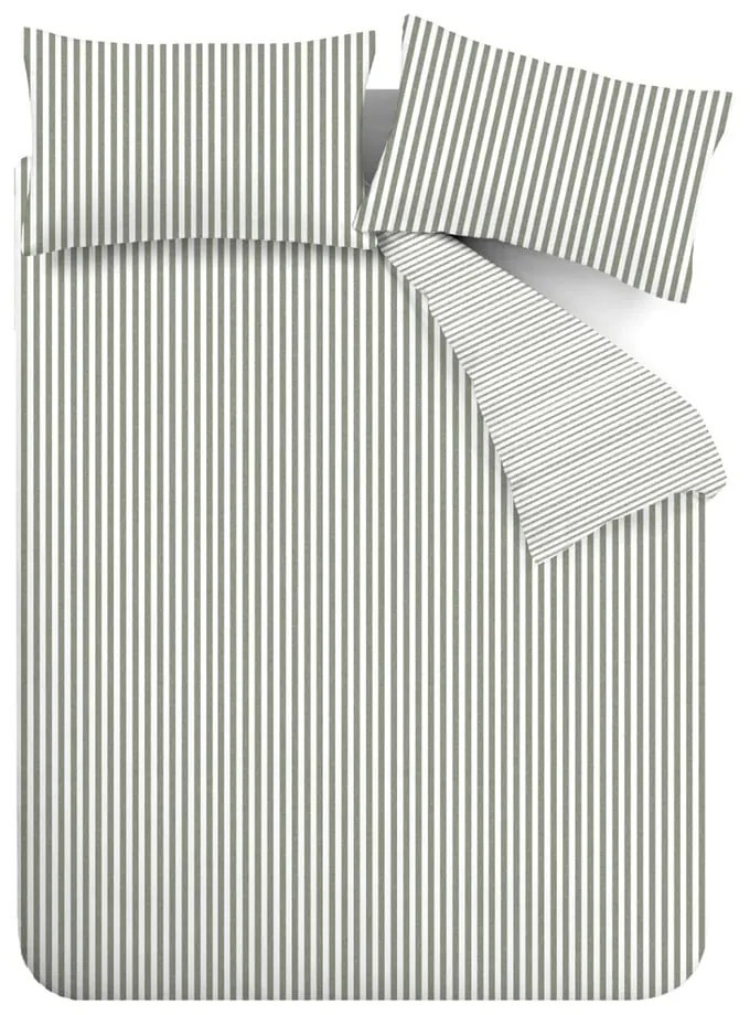 Zielona flanelowa pościel dwuosobowa 230x220 cm Stripe – Catherine Lansfield