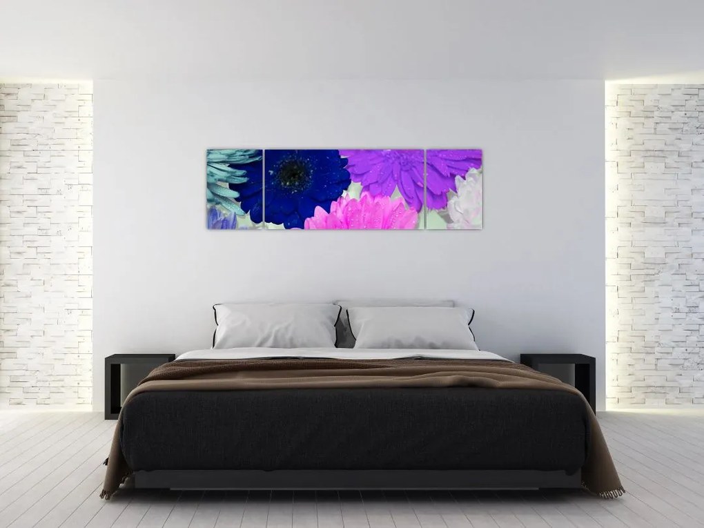 Obraz kolorowych kwiatów (170x50 cm)