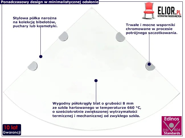 Szklana półka narożna - Atrosa 4X