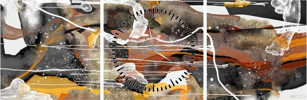 Obraz - Abstrakcja (z zegarem) (90x30 cm)