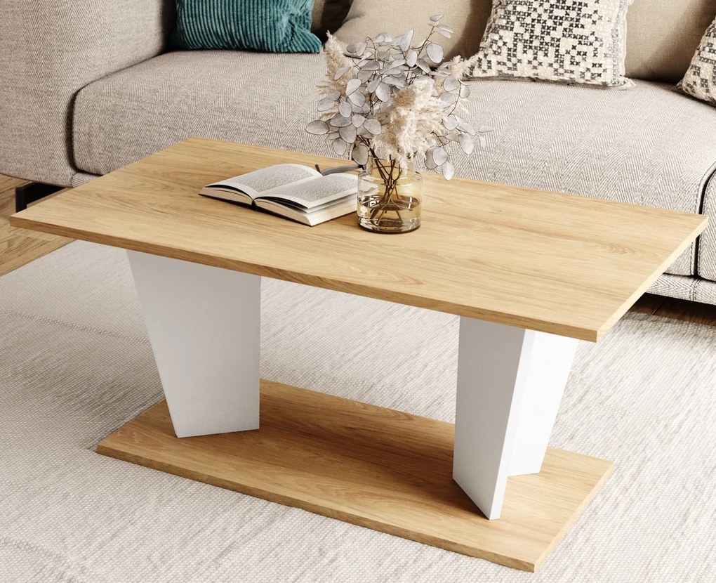 Nowoczesna ława pokojowa Viola II dąb hikora/biały mat