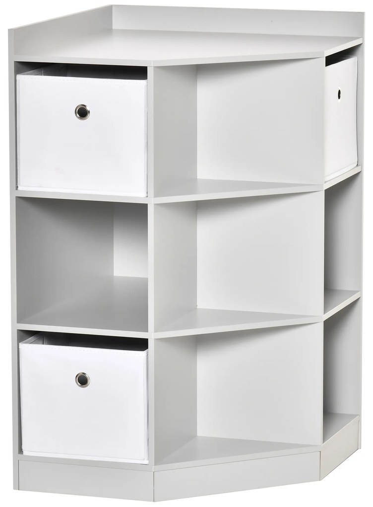 HOMCOM Regał na zabawki dla dzieci z 3 szufladami filcowymi, MDF, zabezpieczenie przed przewróceniem, Szary