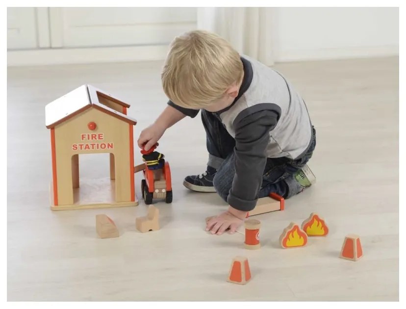 Mini remiza strażacka drewniany zestaw masterkidz
