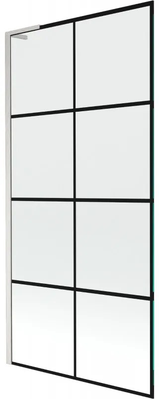 Mexen Next L parawan nawannowy 1-skrzydłowy 90 x 150 cm, czarny wzór, nikiel szczotkowany - 895-090-000-03-77-97