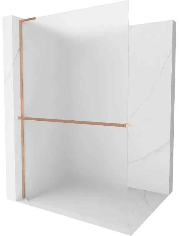 Mexen Kioto+ L ścianka prysznicowa z półką Walk-in 70 x 200 cm, szron, miedź szczotkowana - 800-070-123-65-30