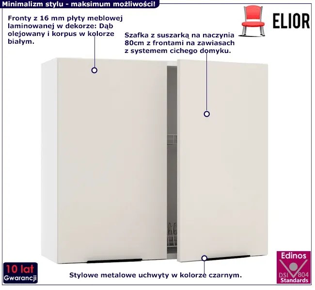 Kuchenna Szafka Z Suszarką 80 Cm Beż Piaskowy T8-T64