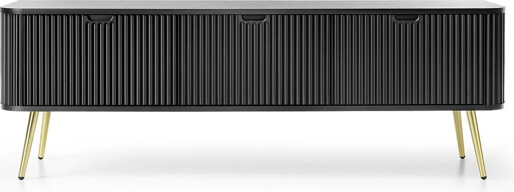 Szafka RTV: Czarna, złote nogi, 168 x 57 x 39 cm