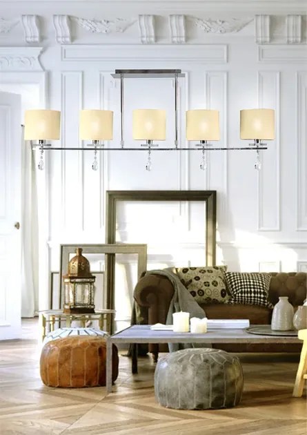 Lampa wisząca w stylu glamour z kremowymi abażurami - 3X D230 D4-K26