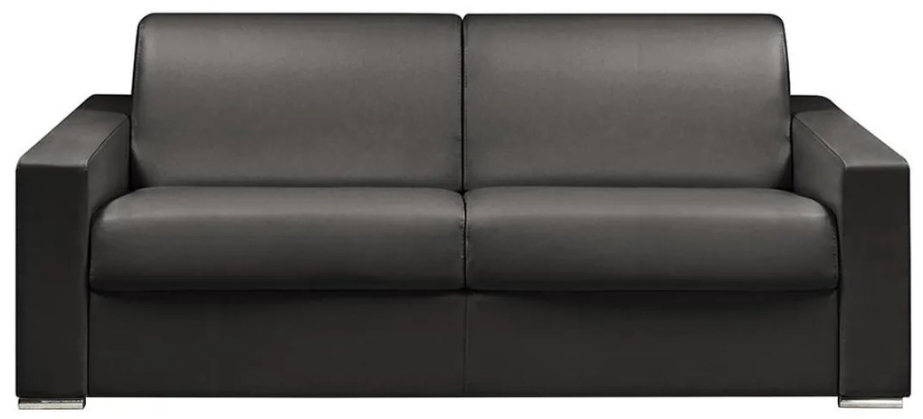 Kanapa 4-osobowa z ekspresowym mechanizmem rozkładania z ekoskóry CALITO - Kolor: czarny - Wymiary miejsca do spania: 160 cm - Materac 14 cm