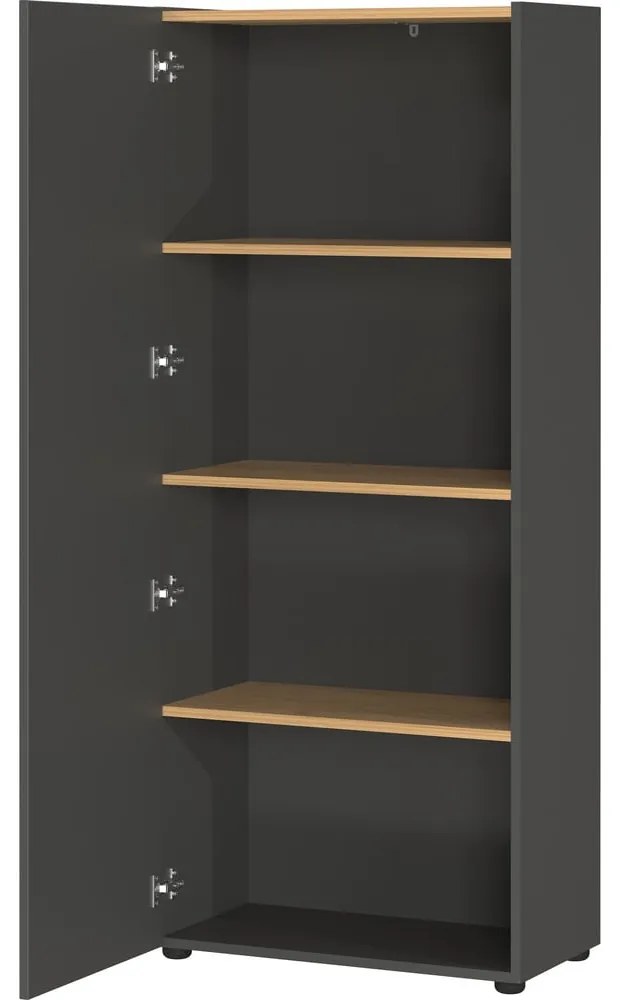 Antracytowy regał w dekorze dębu 61x145x34 cm Adrano – Germania