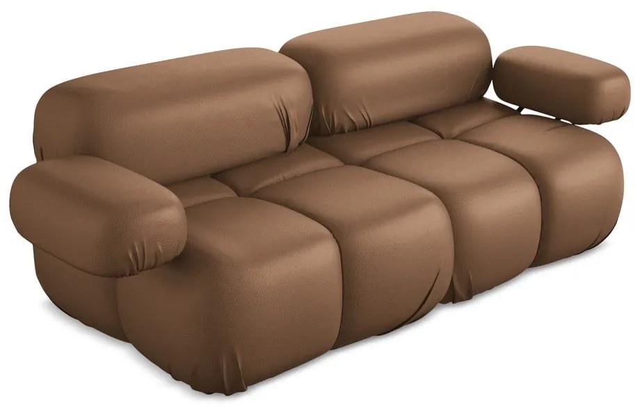 Brązowa sofa modułowa z imitacji skóry 190 cm Lokua – Makamii