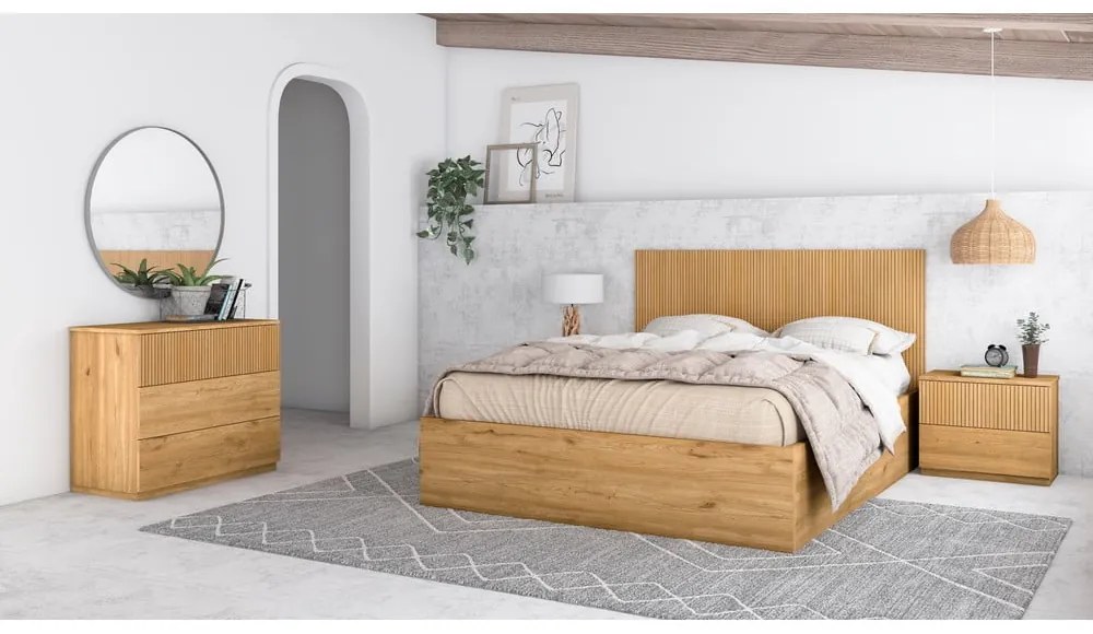 Niska komoda w dekorze dębu 100x72 cm Rayana – Marckeric