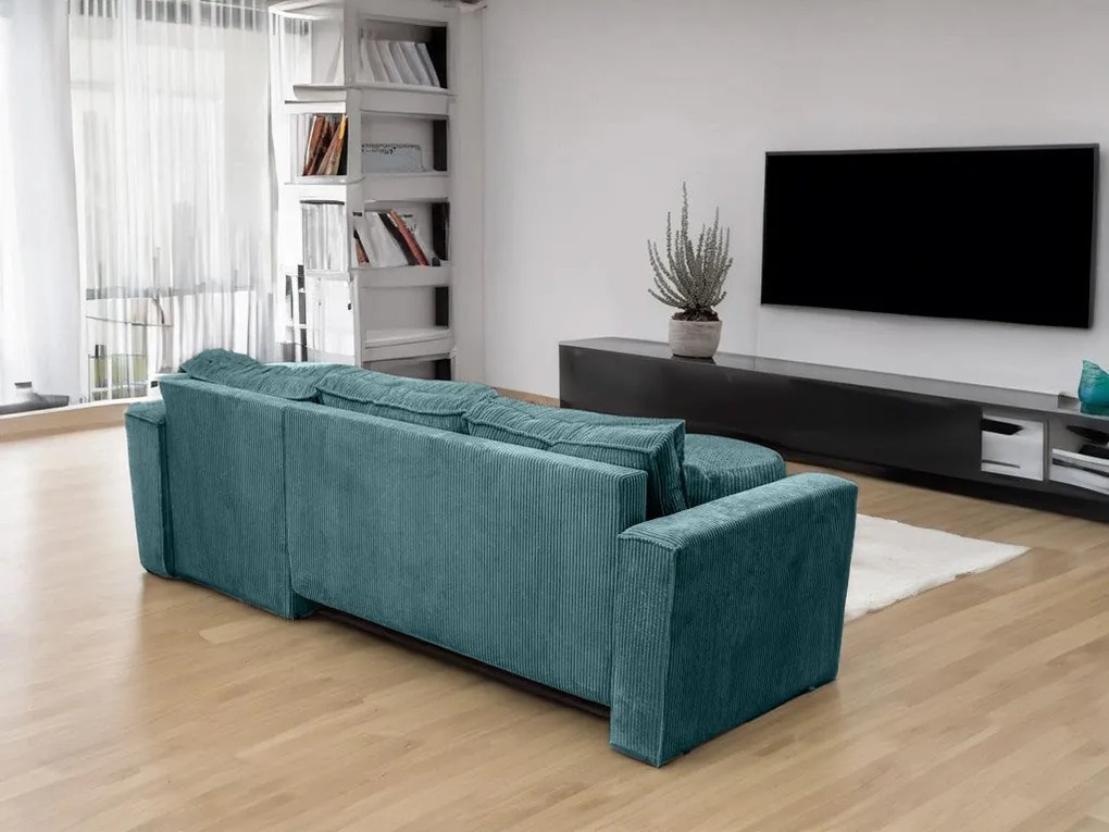 Rozkładana narożna sofa SMART COSARO petrolowa, dwustronna + 2 poduszki GRATIS