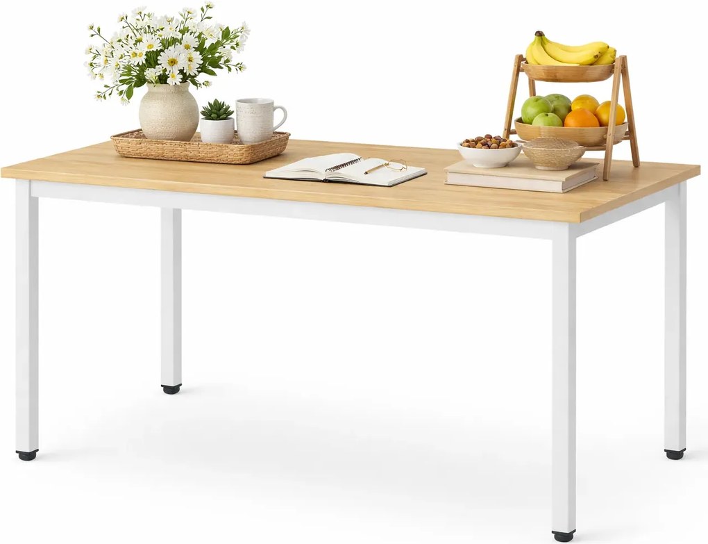 Prostokątny stół nowoczesny na metalowych nogach dąb + biały H7-E21