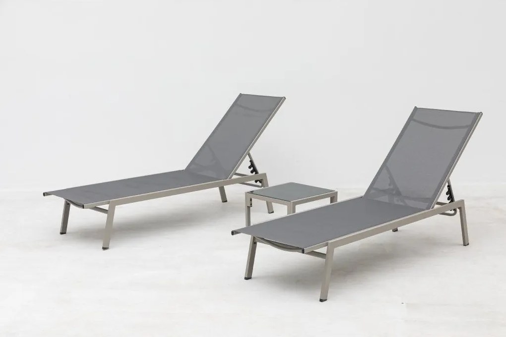 Doppler Mare zestaw leżaków + stół, mocca/ szary
