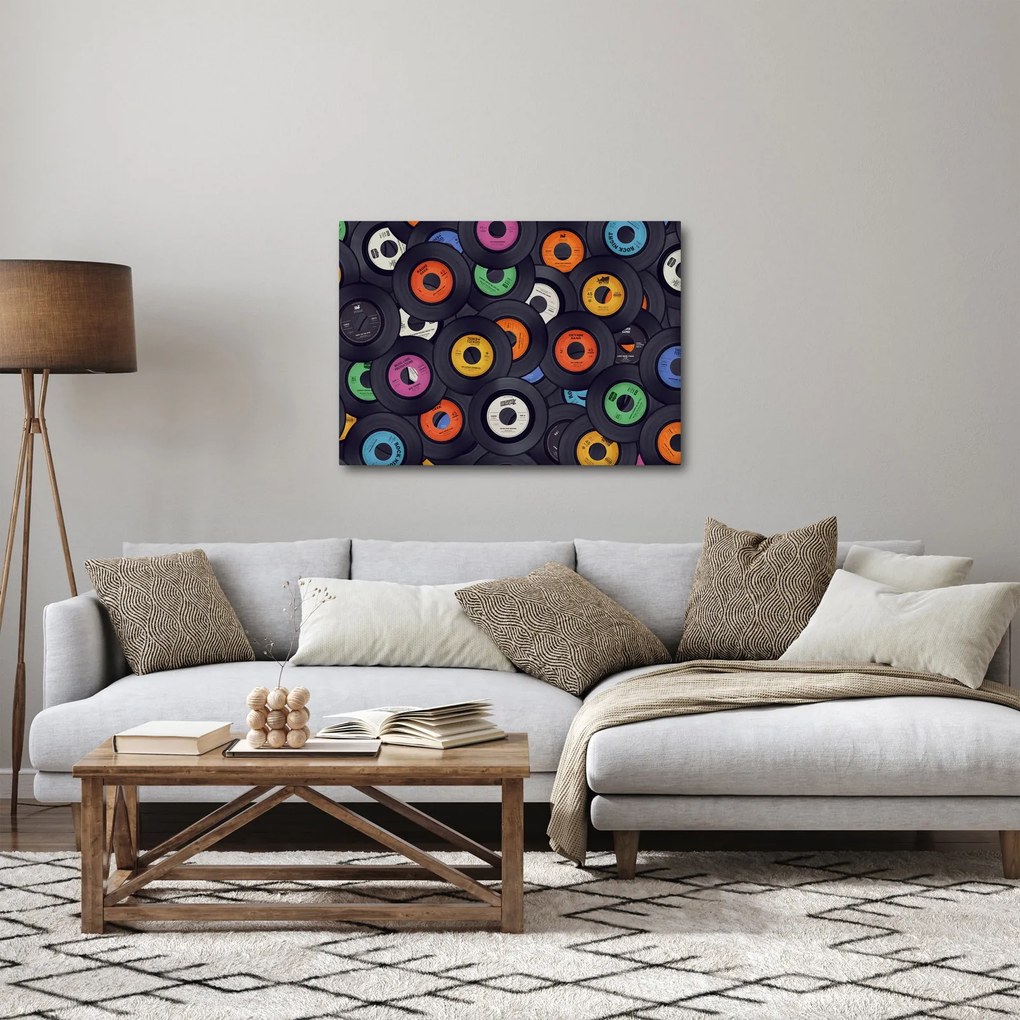 Obraz - Muzyczne płyty gramofonowe (70x50 cm)