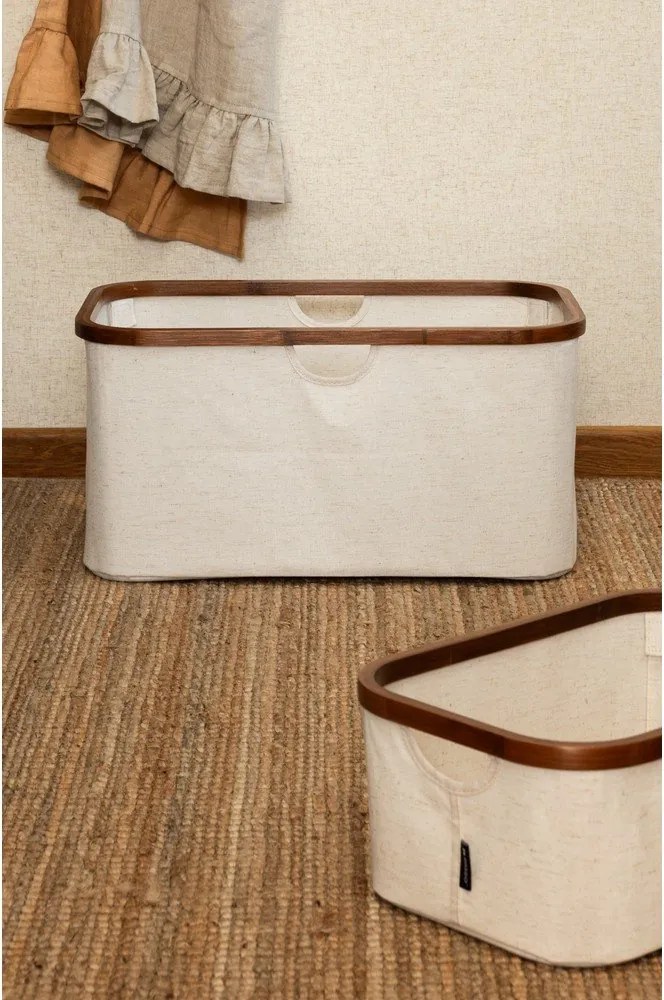 Kremowy tekstylny kosz na pranie składany Bamboo/Linen – Bigso