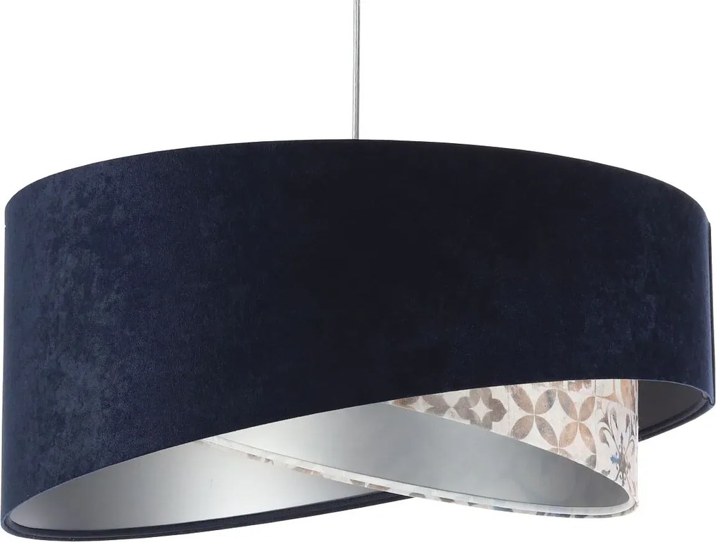 Granatowa lampa wisząca welurowa P3-Z76