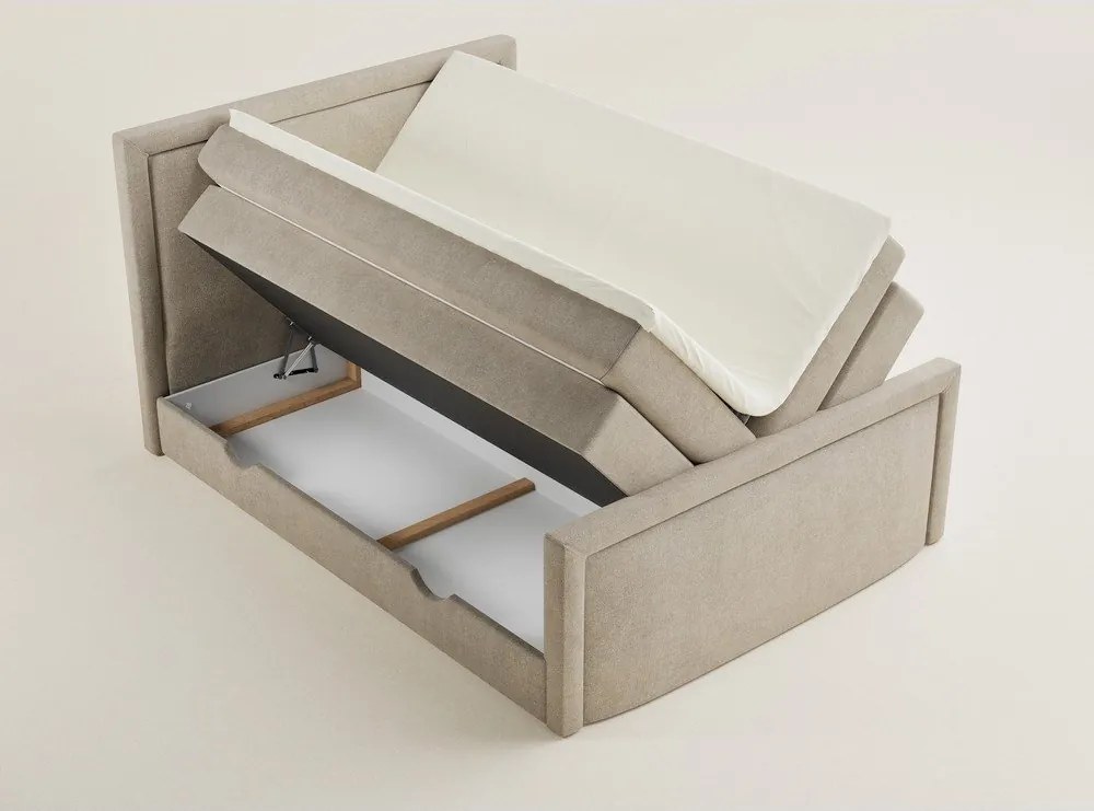 Beżowe łóżko kontynentalne ze schowkiem 180x200 cm Fresco – Maison de Rêve