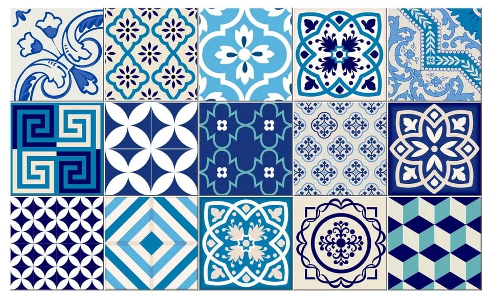 Zestaw 15 naklejek dekoracyjnych Ambiance Azur, 10x10 cm