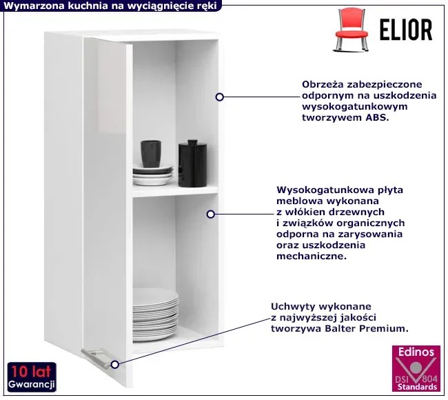 Nowoczesna górna szafka kuchenna w kolorze biały połysk - Poli 16X