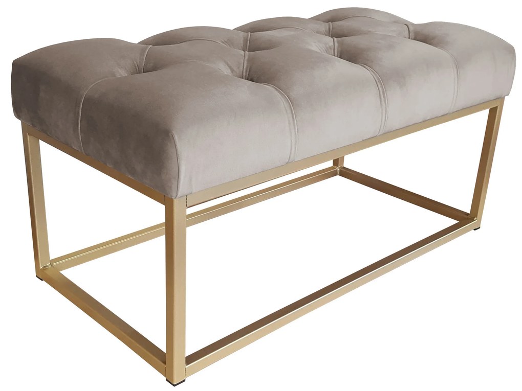 Ławka CHESTERFIELD LOFT podstawa złota pufa podnóżek MG09