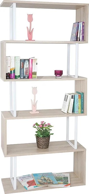 Półka MCW-A27,  wygląd dębu, biały metal