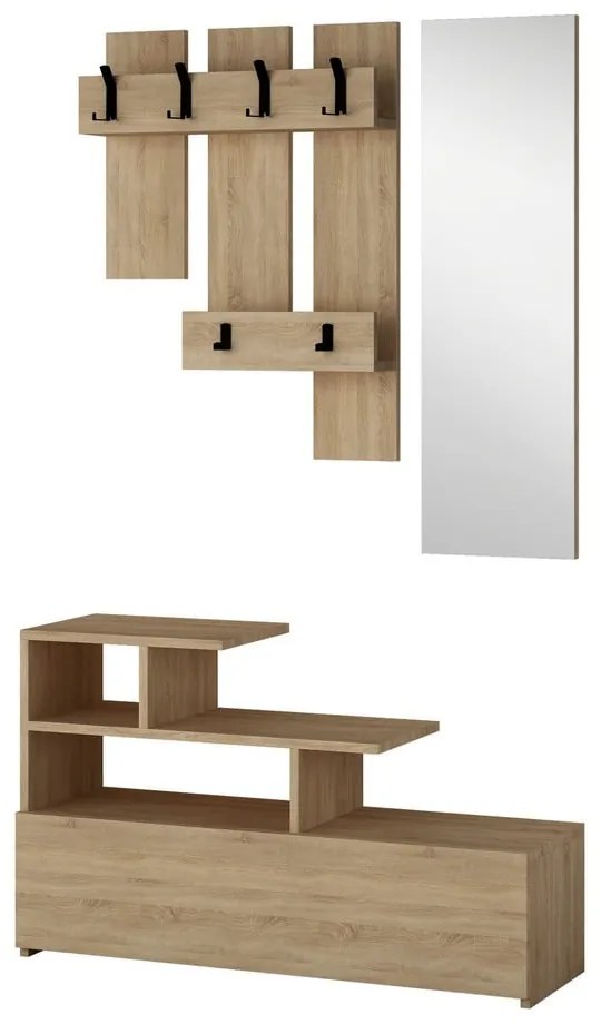 Zestaw do przedpokoju w dekorze dębu Vesty – Kalune Design