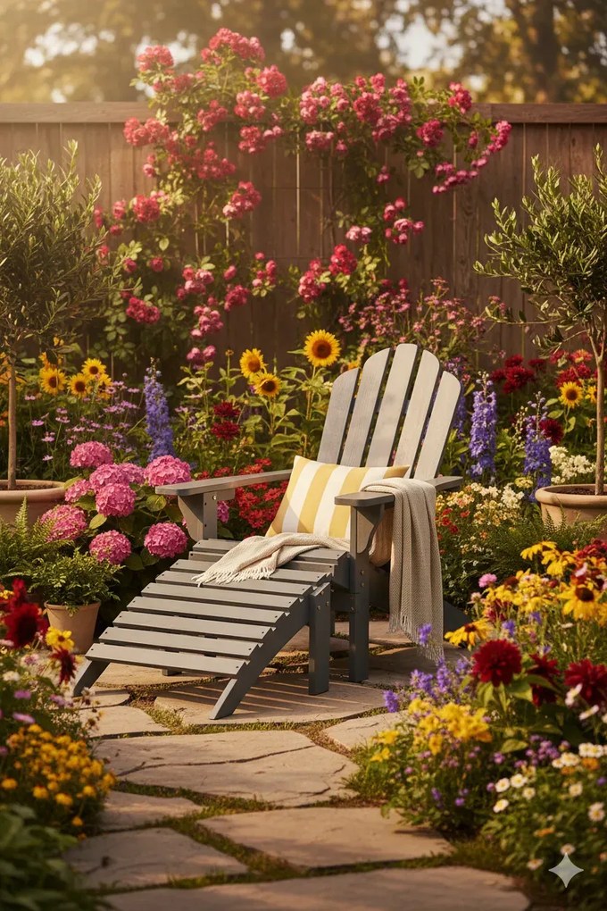 Szary drewniany fotel ogrodowy N8-S59