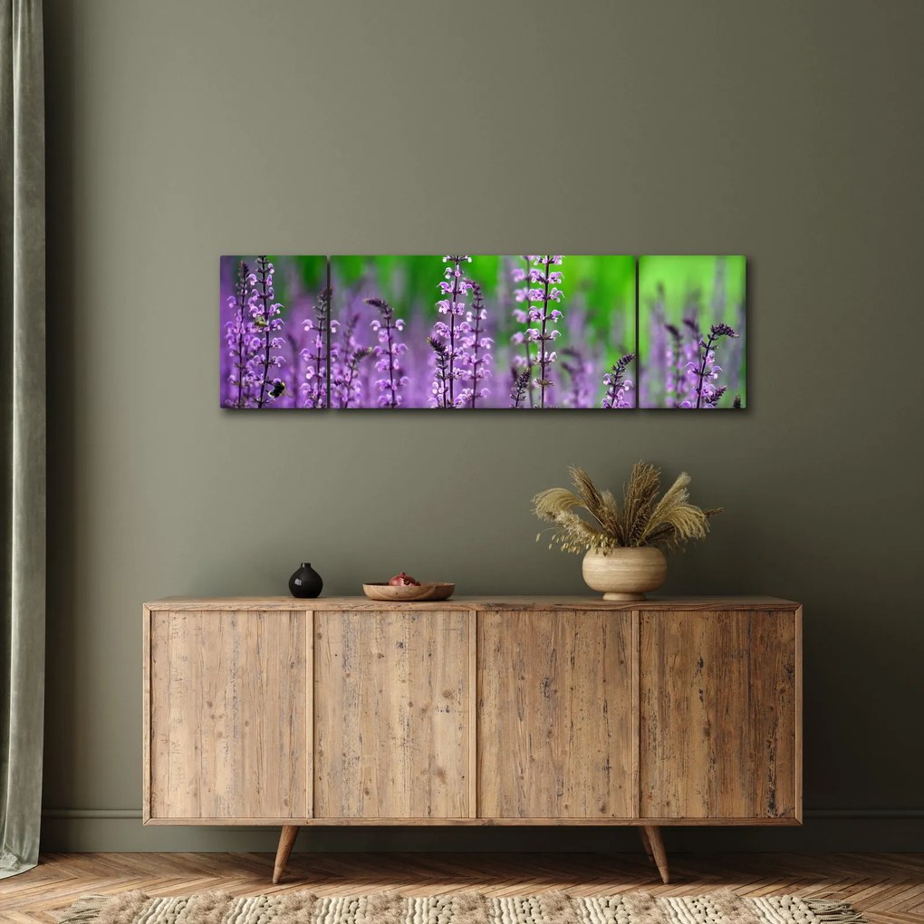 Obraz fioletowych kwiatów polnych (170x50 cm)
