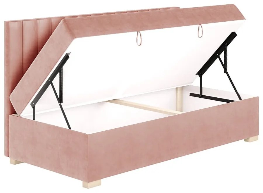 Różowe łóżko dziecięce ze schowkiem i materacem 90x200 cm Chill – Ghado