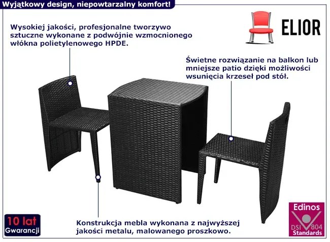 Rattanowy zestaw ogrodowy dwóch krzeseł i stołu - Tivoxi