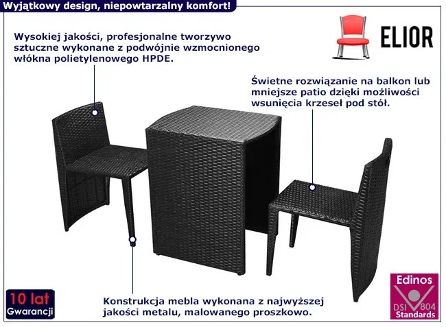 Rattanowy zestaw ogrodowy dwóch krzeseł i stołu - Zilo