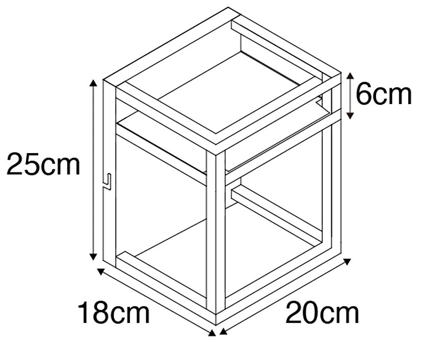 Inteligentna lampa ścienna czarna z półką, w tym Wi-Fi G95 - Cage RackPrzemysłowy Oswietlenie wewnetrzne