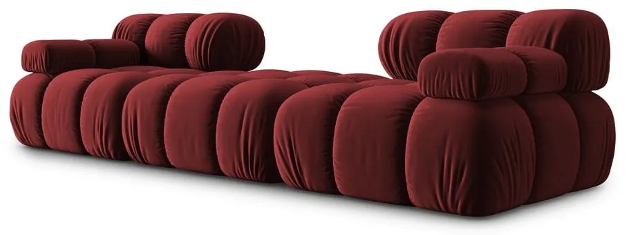 Czerwony aksamitny narożnik Bellis – Micadoni Home