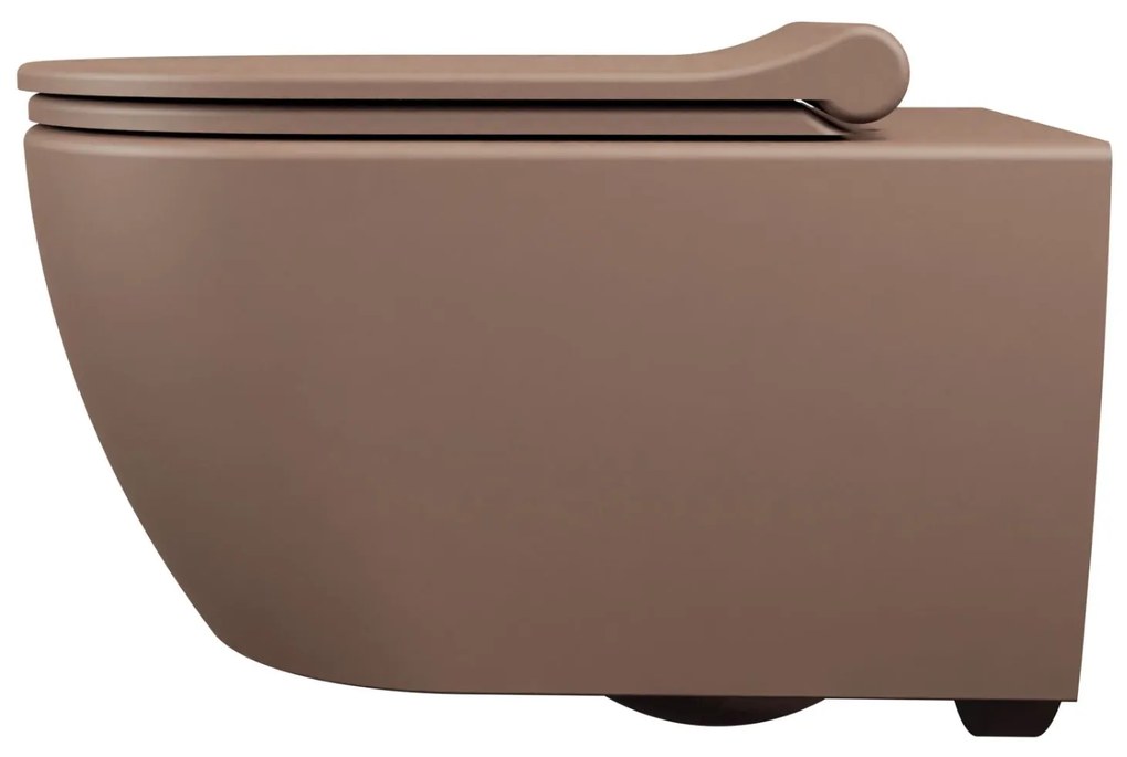 Miska WC wisząca rimless brązowa LERA cappuccino z deską wolnoopadającą typu Slim