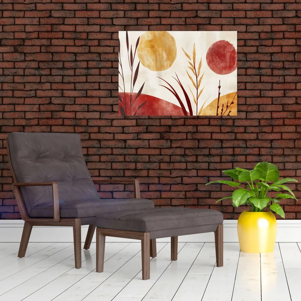 Obraz - Rośliny i okręgi (70x50 cm)