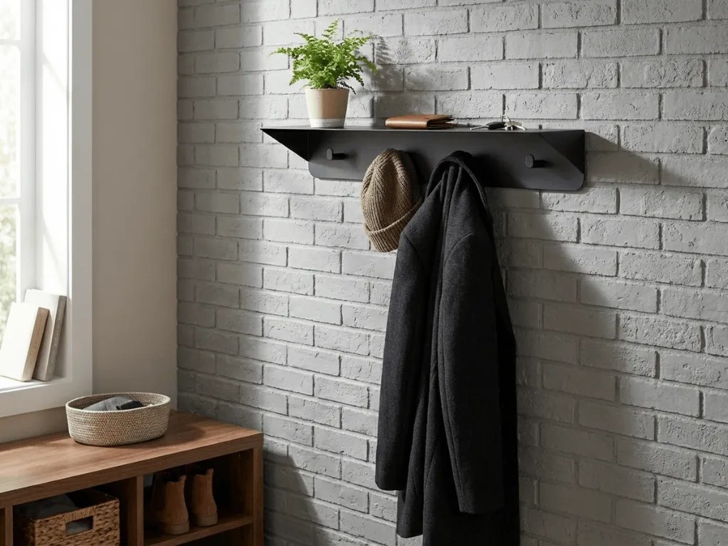 Metalowy wieszak ścienny KENAN 60 cm, czarny