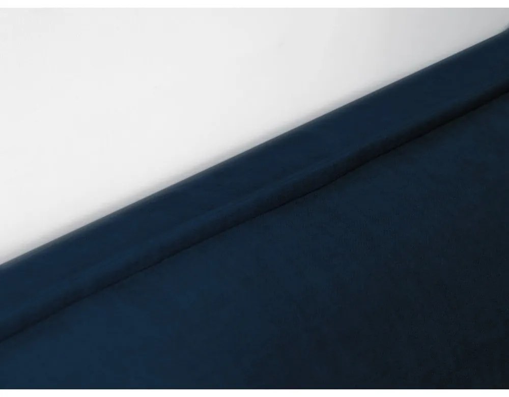 Ciemnoniebieske tapicerowane łóżko dwuosobowe ze schowkiem ze stelażem 160x200 cm Jade – Bobochic Paris